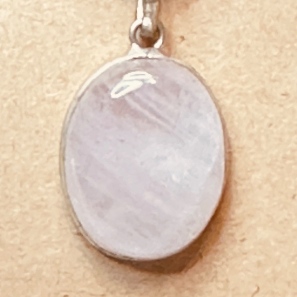 925 Sterling Silver Plated & Rose Quartz Crystal Oval Pendant EUC - Picture 2 of 7